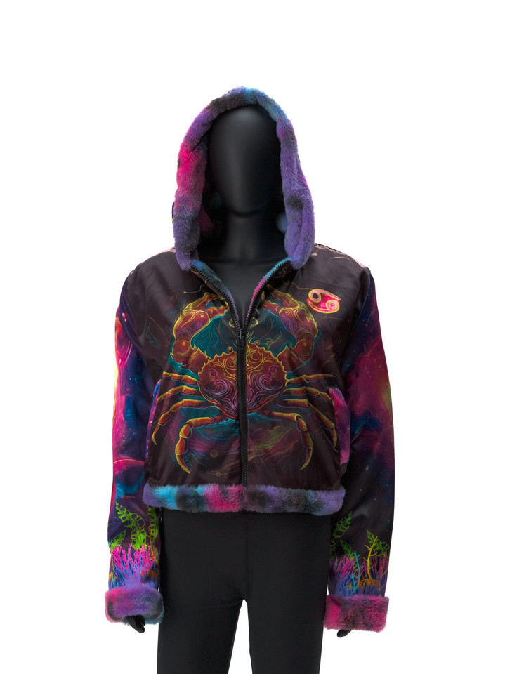 Zodiac Dreams ♋️ Cancer Reversible Faux Fur Jacket
