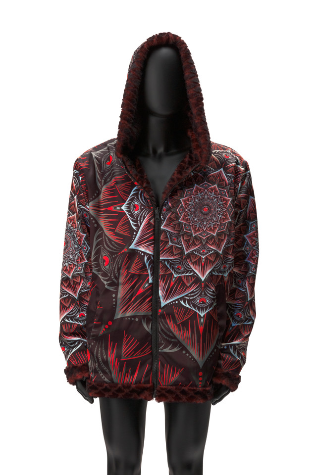 Gothic Mandala Reversible Faux Fur Jacket
