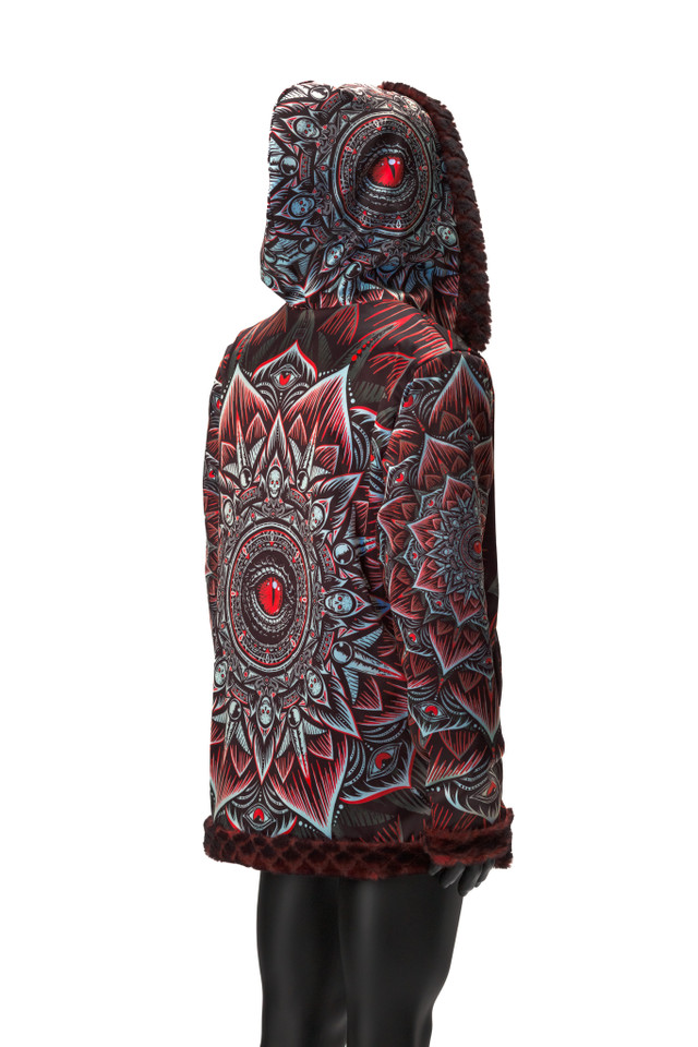Gothic Mandala Reversible Faux Fur Jacket