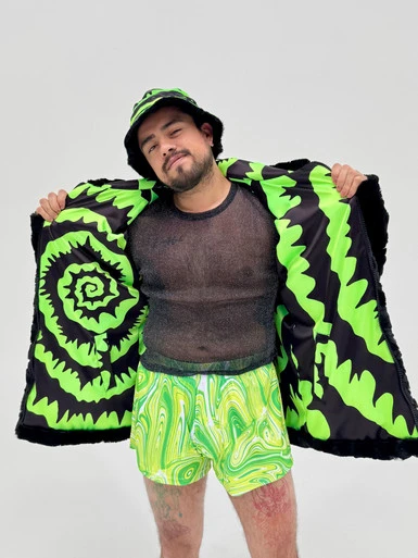 Hypnotic Green Reversible Faux Fur Jacket