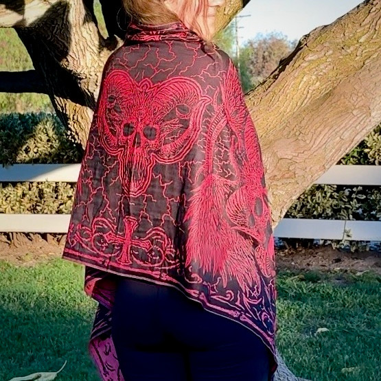 Solid Nightmares Pashmina — Red & Black