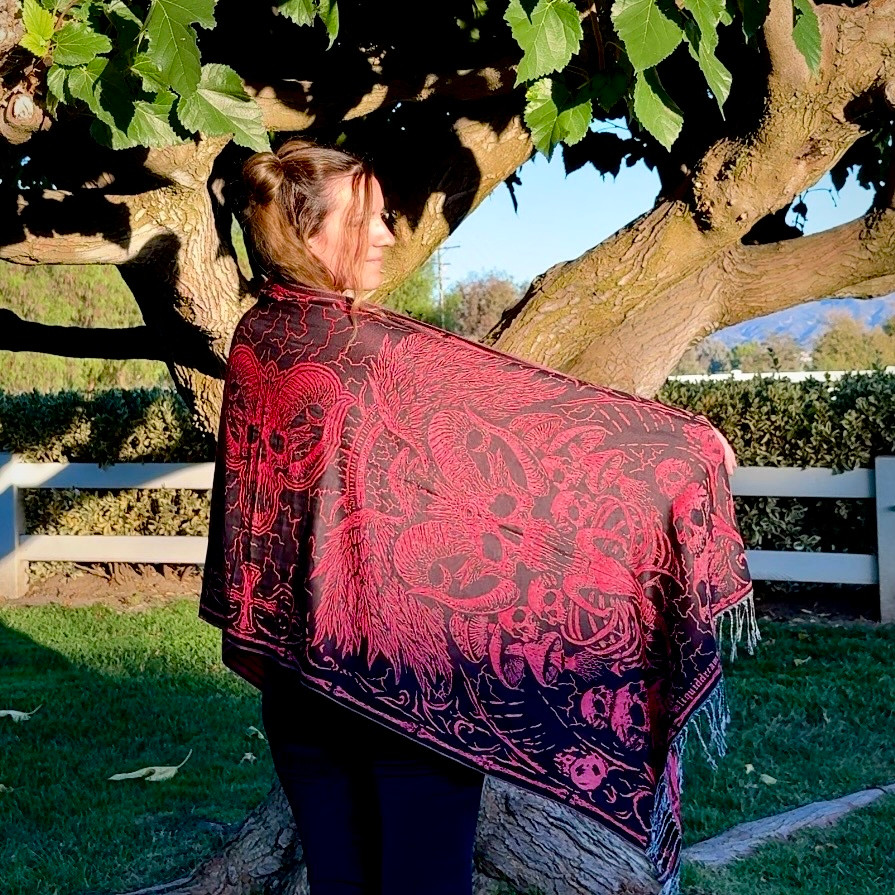 Solid Nightmares Pashmina — Red & Black