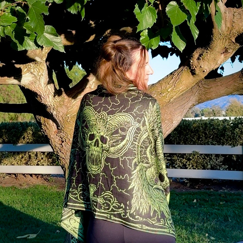 Solid Nightmares Pashmina — Green & Black