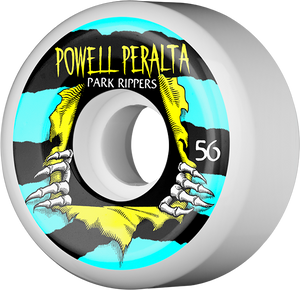 Powell Peralta - Park Ripper Ii 56mm Wht W/blu/yel - Skateboard Wheels (Set of Four)