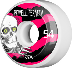 Powell Peralta - Ripper 4 54mm 97a White W/blk/pink - Skateboard Wheels (Set of Four) Powell Peralta - Ripper 4 54mm 97a White W/blk/pink - Skateboard Wheels (Set of Four)