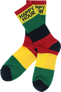 Happy Hour - Hr Mucho Relaxo Crew Socks Rasta 1pr - Skateboard Socks