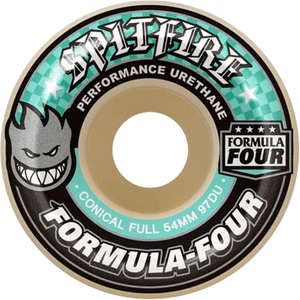 Spitfire - F4 97a Conical Full 54mm Wht W/turq - Skateboard Wheels (Set of Four)