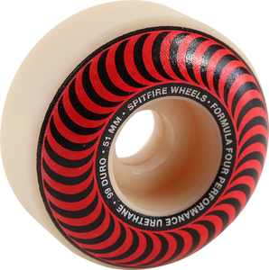 Spitfire - F4 99a Classic Swirl 51mm Wht W/red - Skateboard Wheels (Set of Four)