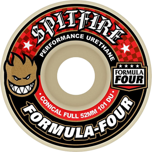 Spitfire - F4 101a Conical Full 58mm Wht W/red - Skateboard Wheels (Set of Four)