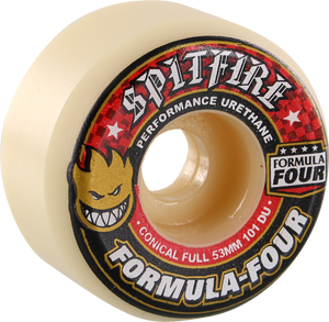 Spitfire - Formula 4 101a Conical Full 53mm Wht W/red - Skateboard Wheels (Set of Four)