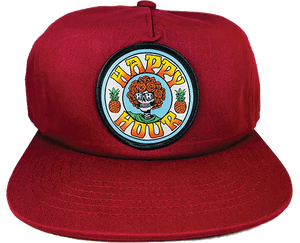 Happy Hour - Hr Skull And Roses Hat Adj-burgundy - Skateboard Hat