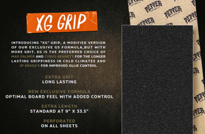 Pepper Xg Black Griptape Sheet 9.00 X 33.50 - Skateboard Grip Tape