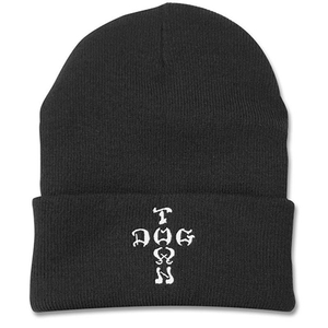 Dogtown Embroidered Cross Letters Black Beanie