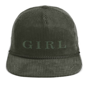 Girl Serif 5 Panel Cord Hat Forest Green - Skateboard Beanie