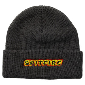 Spitfire Flame Script Cuff Beanie Charcoal - Skateboard Beanie