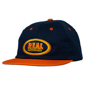 Real Oval Emb Strapback Hat Navy - Skateboard Hat