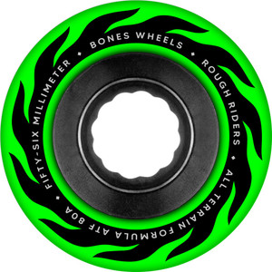 Bones Atf Rough Rider Eternal Flame 56mm 80a Green (set Of 4) - Skateboard Wheels
