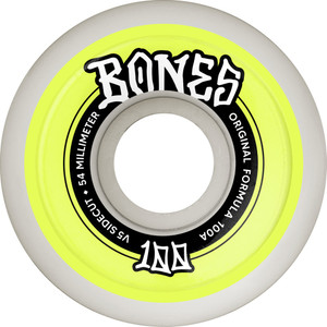 Bones 100s Og Formula Sidecut V5 54mm 100a (set Of 4) - Skateboard Wheels