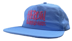 Heroin Script Nylon Snapback Hat Cornflower Blue/pink -  Skateboard Hat