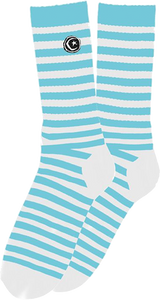 Foundation - Striped Star & Moon Socks White 1pr - Skateboard Socks