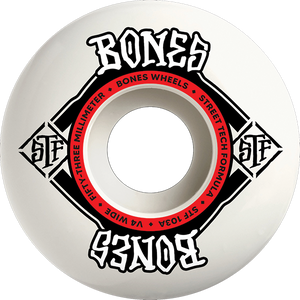 Bones Wheels - Stf V5 Square Logo 53mm 103a Wht/red - Skateboard Wheels (Set Of Four) Bones Wheels - Stf V5 Square Logo 53mm 103a Wht/red - Skateboard Wheels (Set Of Four)
