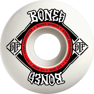 Bones Wheels - Stf V4 Square Logo 54mm 103a Wht/red - Skateboard Wheels (Set Of Four) Bones Wheels - Stf V4 Square Logo 54mm 103a Wht/red - Skateboard Wheels (Set Of Four)