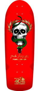 Powell Mcgill Skull & Snake Mctwist 40th Anniv. Shaped Deck Red/gold Foil 10.0 X 30.125 - Skateboard Deck
