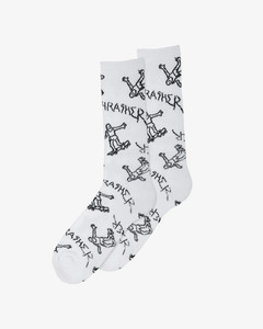 Thrasher Gonz Logo Socks White/black - Skateboard Socks