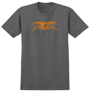 Anti-hero Basic Eagle Heather Charcoal/orange 4.6 Oz Ss M - Skateboard Tshirt