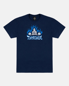 Thrasher Who Cares By Neckface Navy Ss M - Skateboard Tshirt