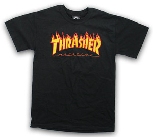 Thrasher Flame Black Ss Xl - Skateboard Tshirt