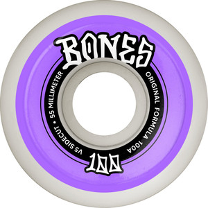 Bones 100s Og Formula Sidecut V5 55mm 100a (set Of 4) - Skateboard Wheels
