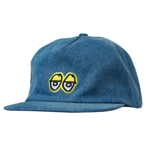 Krooked Eyes Snapback Hat Washed Denim - Skateboard Hat