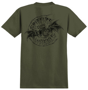 Spitfire Batwing Classic Military Green/black Ss M - Skateboard Tshirt