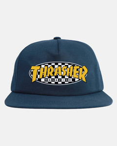 Thrasher Checkered Oval Snapback Navy - Skateboard Hat