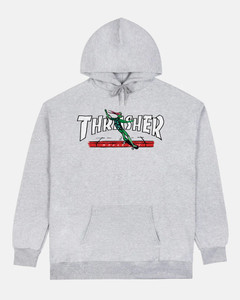 Thrasher Red Curb By Lsd Worldpeace Ash Grey Hd/swt M - Skate Hoodie Sweatshirt