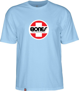 Bones Og Swiss Circle Baby Blue Ss L - Skateboard Tshirt