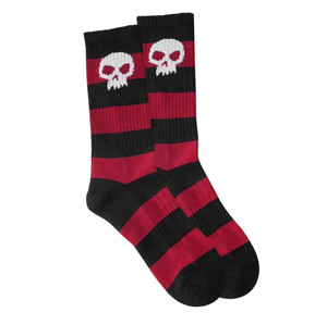 Zero Single Skull Stripe Socks Red Stripe
