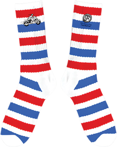 Foundation - Moto Crew Socks Red/wht/blu 1pr - Skateboard Socks