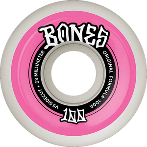 Bones Wheels - 100's Og V5 Color Sidecut 53mm 100a Wht/pink - Skateboard Wheels (Set Of Four) Bones Wheels - 100's Og V5 Color Sidecut 53mm 100a Wht/pink - Skateboard Wheels (Set Of Four)