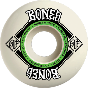 Bones Wheels - Stf V1 Square Logo 54mm 99a Wht/grn - Skateboard Wheels (Set Of Four) Bones Wheels - Stf V1 Square Logo 54mm 99a Wht/grn - Skateboard Wheels (Set Of Four)