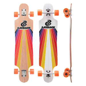 Layback Sun Stripe White Drop Through Longboard Complete 9.5 X 40.00 - Complete Skateboard