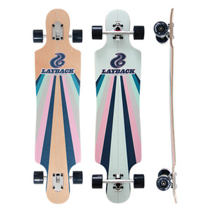 Layback Sun Stripe Mint Drop Through Longboard Complete 9.5 X 40.00 - Complete Skateboard