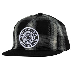 Spitfire Swirl Classic Patch Snapbback Hat Black/white Plaid - Skateboard Hats