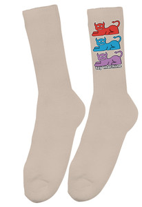 Toy Machine Triple Cat Socks Tan - Skateboard Socks