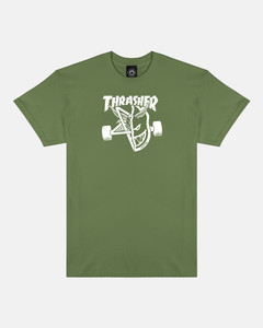 Thrasher X Spitfire Thrash & Burn Ss Military Green Xl - Skateboard Tshirt