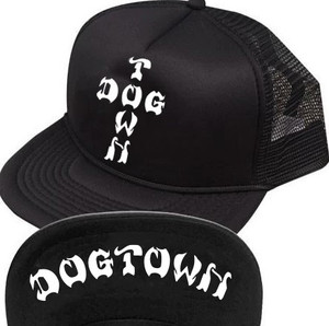 Dogtown Cross Letters Flip Mesh Hat Black - Skateboard Hat