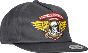Powell Winged Ripper Snapback Hat Charcoal - Skateboard Hat