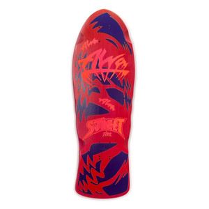 Alva Street Fire Red With Purple/orange/pink Logo Shaped Wheel Wells Deck 10.25 X 29.75 - Skateboard Deck