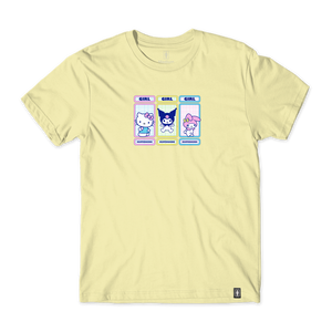 Girl Hello Kitty Rainbow Triple Og Yellow Ss Xl - Skateboard Tshirt